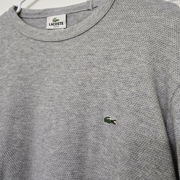 Lacoste Cotton long sleeve crew neck thermal waffle tee pullover 7 slim fit 2XL - Picture 4 of 7
